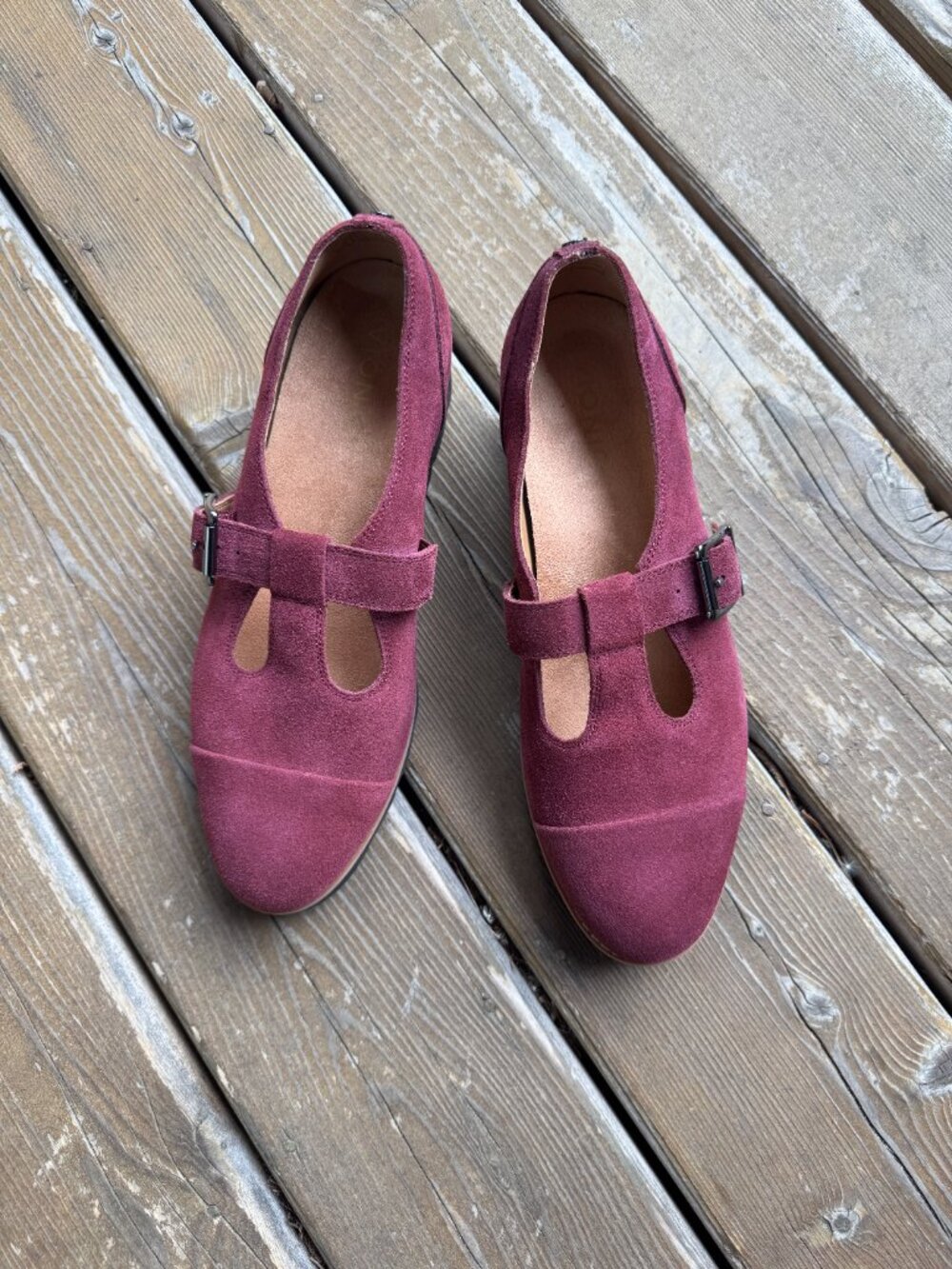 Vionic Carmen T-Strap Port Wine Colored Suede Loafers in Women's 8.5/EU 39 - Picture 13 of 16